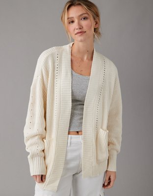 FILO Crochet Bolero Cropped White Cardigan Shrug Jumper Size L Tie in Front  - Helia Beer Co