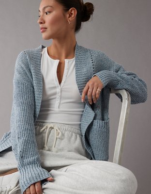  Women's Pointelle Knit Button Front Cardigan Sweater