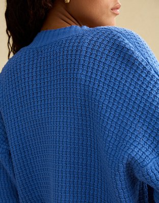 Женский кардиган American Eagle AE Open-Front Cardigan, цвет: Синий — фото 7