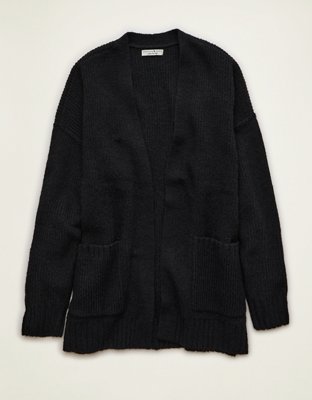 Женский кардиган American Eagle AE Whoa So Soft Shaker Stitch Cardigan, цвет: Чёрный — фото 3