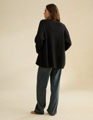 Женский кардиган American Eagle AE Whoa So Soft Shaker Stitch Cardigan, цвет: Чёрный — фото 2