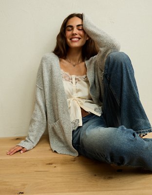 AE Whoa So Soft Shaker Stitch Cardigan Sweater