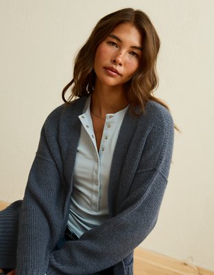 AE Whoa So Soft Shaker Stitch Cardigan Sweater