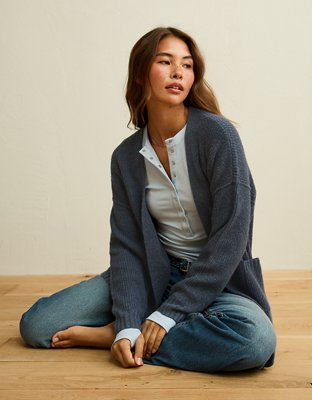 AE Whoa So Soft Shaker Stitch Cardigan Sweater