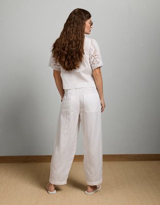 AE77 High-Waisted Tapered Linen-Blend Pant