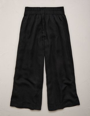 Женские брюки American Eagle AE77 High-Waisted Linen Pleated Ankle, цвет: Чёрный — фото 4