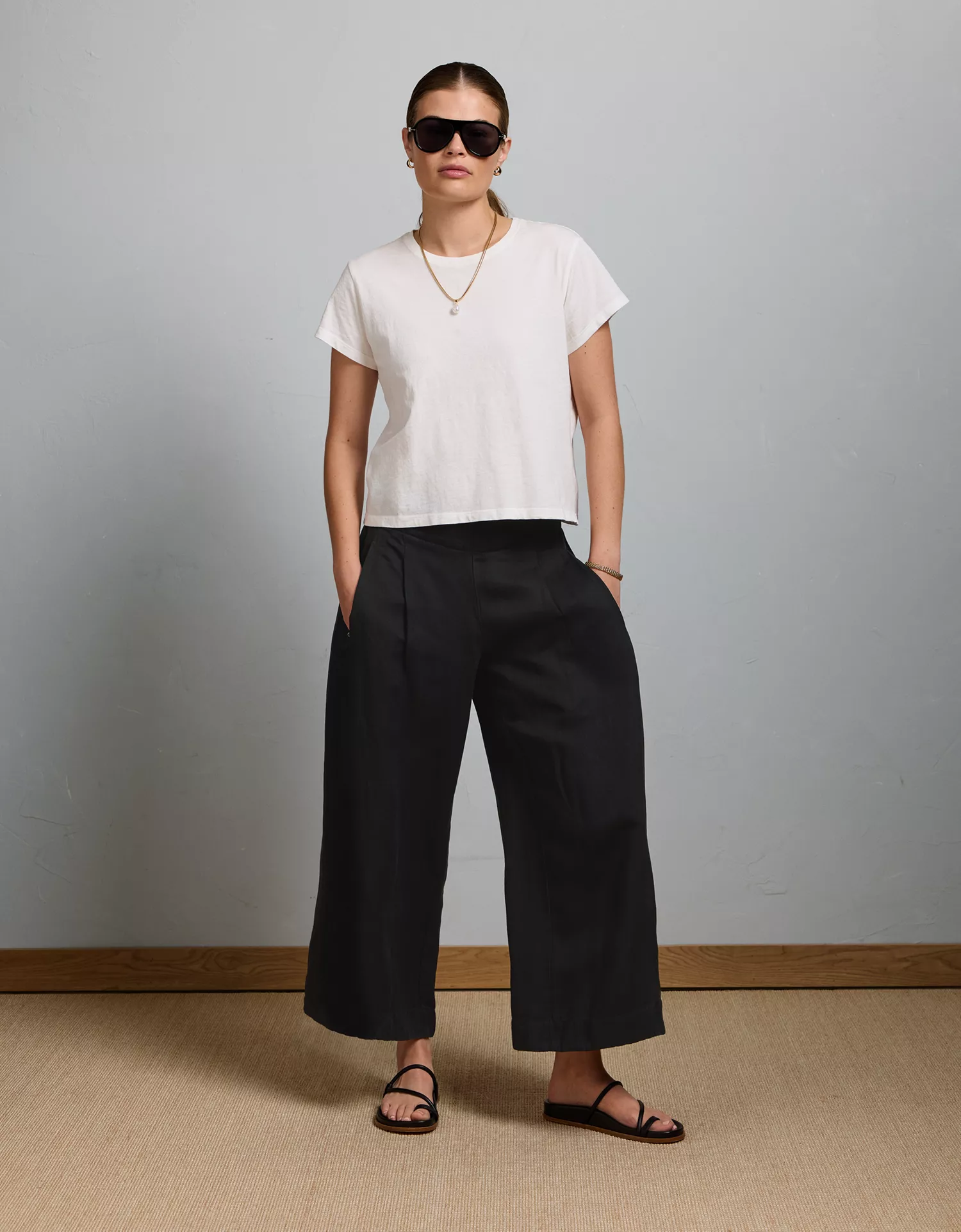 AE77 High-Waisted Linen Pleated Ankle Pant - thumbnail 6