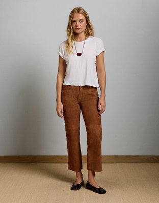 AE77 Suede Cropped Bootcut Pant