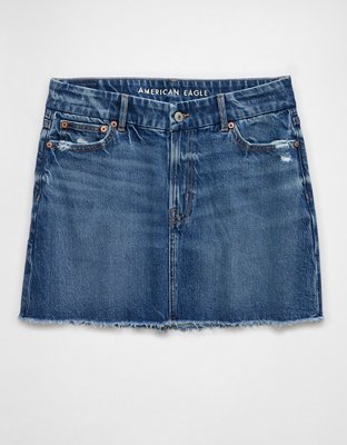 AE Stretch Curvy High-Waisted Perfect Denim Mini Skirt