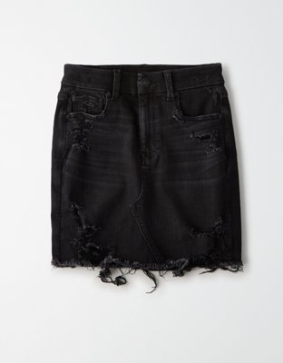 american eagle white ripped jean skirt