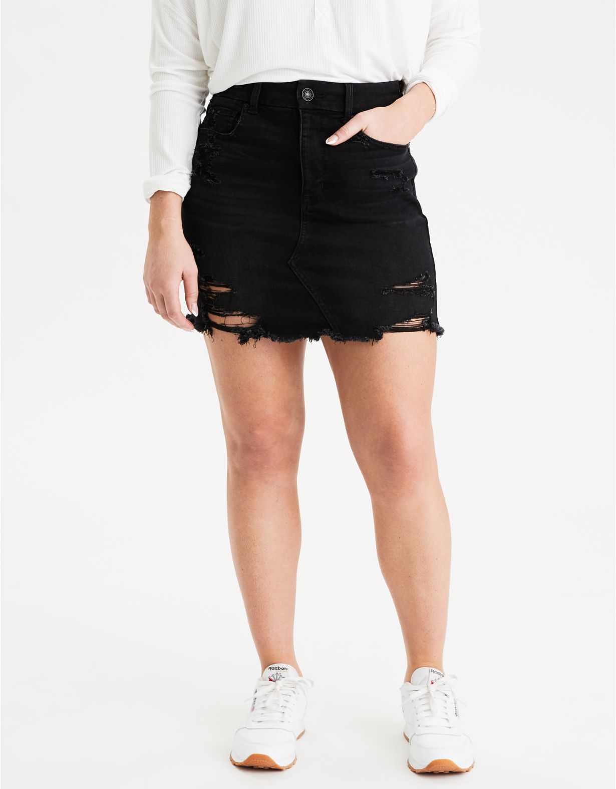 AE Ne(x)t Level Curvy High-Waisted Denim Mini Skirt