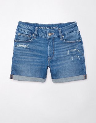 Женские джинсы American Eagle AE Next Level Curvy V-Rise Ripped Denim Midi Short — фото 3