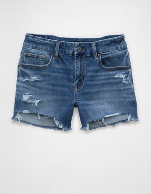 AE Next Level Curvy Ripped Low-Rise Denim Midi Short
