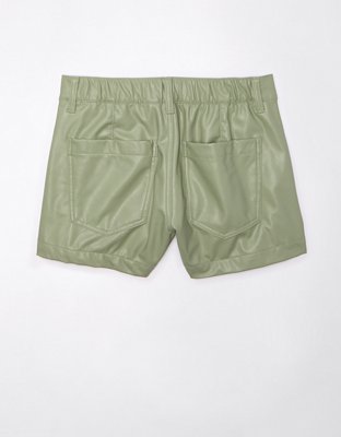 AE Stretch High-Waisted Vegan Leather Trouser Short