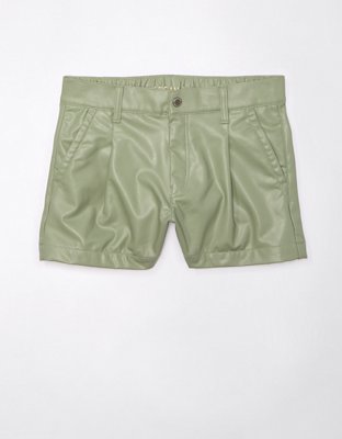 AE Stretch High-Waisted Vegan Leather Trouser Short