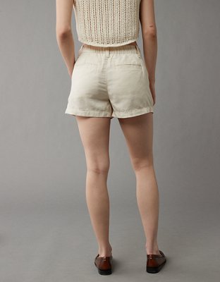 AE Dreamy Drape Linen-Blend High-Waisted Trouser Short