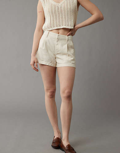 AE Linen-Blend High-Waisted Trouser Short