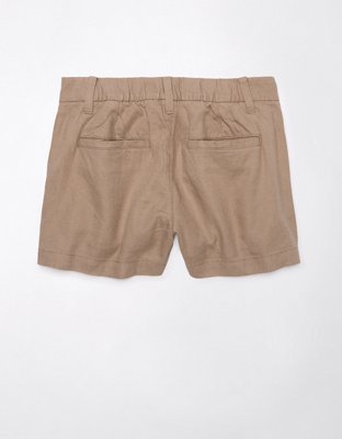 AE Dreamy Drape Linen-Blend High-Waisted Trouser Short