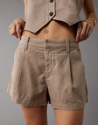 AE Dreamy Drape Linen-Blend High-Waisted Trouser Short