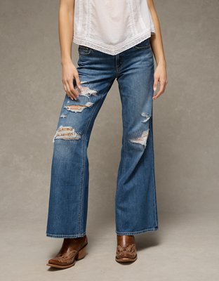 AE x Stagecoach Dreamy Drape Stretch Super Low-Rise Baggy Flare Jean