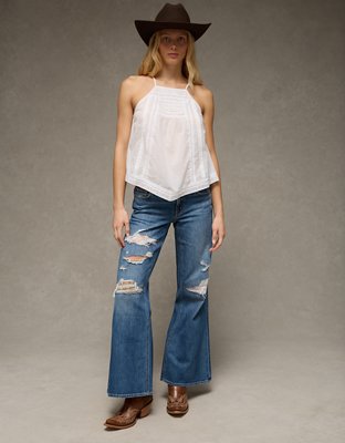 AE x Stagecoach Dreamy Drape Stretch Super Low-Rise Baggy Flare Jean