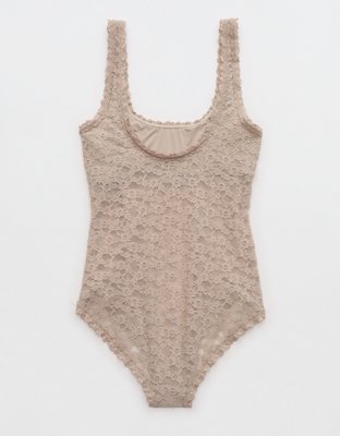 Show Off Body con Cuello Caído y Encaje Vintage