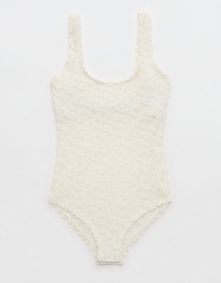 Show Off Body con Cuello Caído y Encaje Vintage