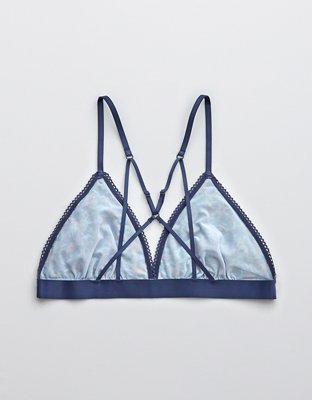 Бралетт, треугольные чашки, на завязках, оборки, сетка — Aerie — фото 5