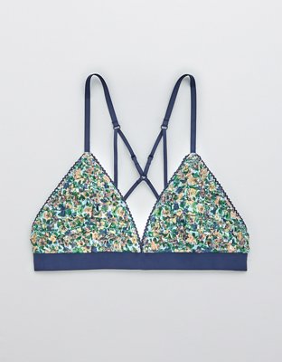 Бралетт, треугольные чашки, на завязках, оборки, сетка — Aerie — фото 4