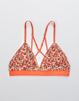 Aerie Mesh Ruffle Strappy Triangle Bralette