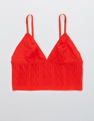 Aerie Ribbed Poppy Lace Bra Top  Lace bra top, Bra tops, Lace bra