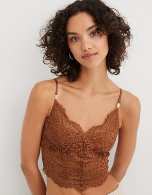 Aerie Kelly Green Lace Longline Cropped Bralette, Large - $25 - From Jessica