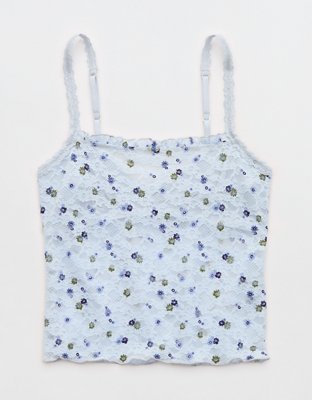 Show Off Vintage Lace Bra Top NULL Eyelet Blue XS