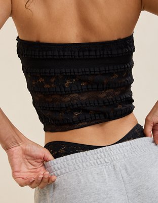 Show Off Top sin Mangas con Volantes y Encaje Festival