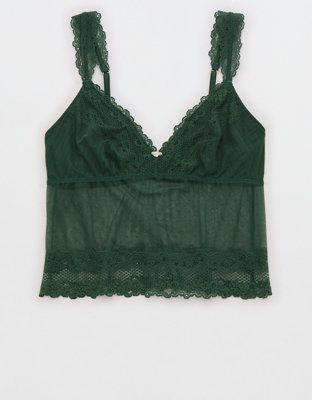Show Off Frosted Floral Lace Tank Top NULL Rugged Green XL