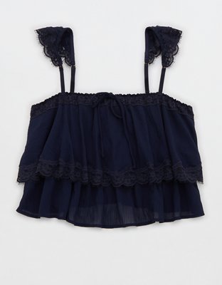 Женский топ Aerie Show Off Romantic Flutter, цвет: Тёмно-синий — фото 3