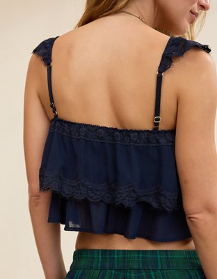 Женский топ Aerie Show Off Romantic Flutter, цвет: Тёмно-синий — фото 2