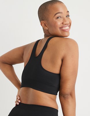 Plus Size Black Seamless Padded Crop Bralette Top