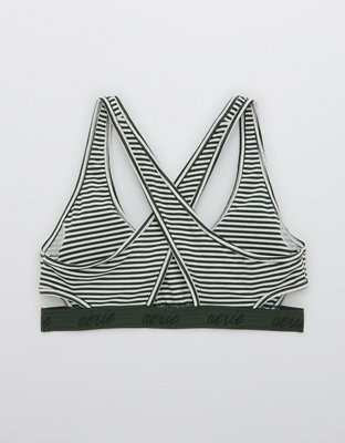 Aerie Striped Logo Cut Out Scoop Bralette