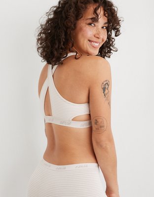 Aerie Striped Logo Cut Out Scoop Bralette