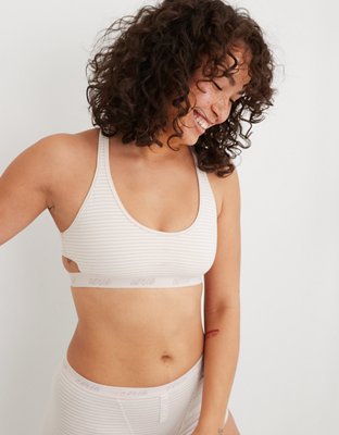Aerie Striped Logo Cut Out Scoop Bralette