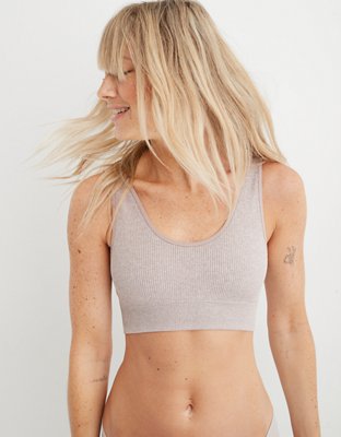 Out From Under Women's Markie Seamless Bra Top White/Heathered Gray Size  SMALL