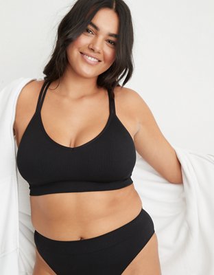 Aerie Women's Seamless Strappy Padded Bralette Black XS