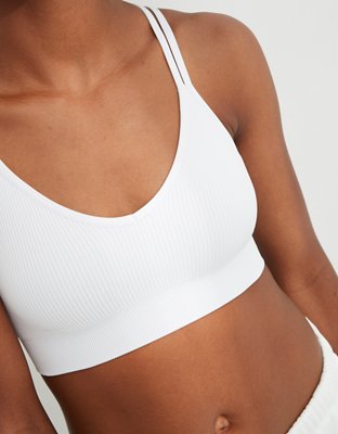 Aerie Seamless Strappy Padded Bralette In White