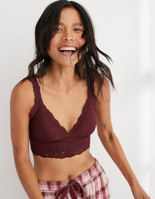 Aerie Seamless Lace Trim Longline Bralette