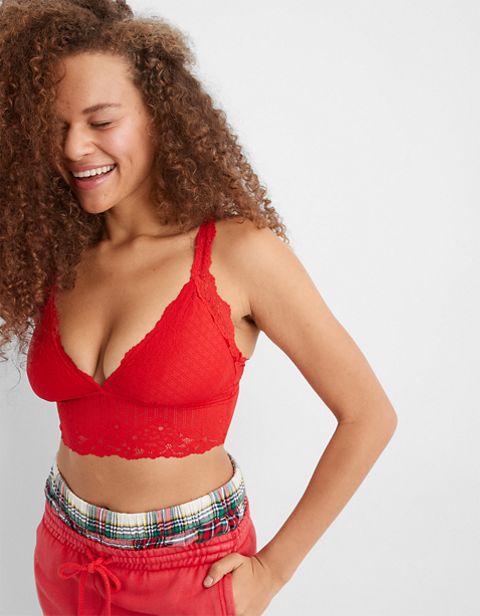 Бралетт Longline, уплотнённая чашка, ажурная вязка — Aerie