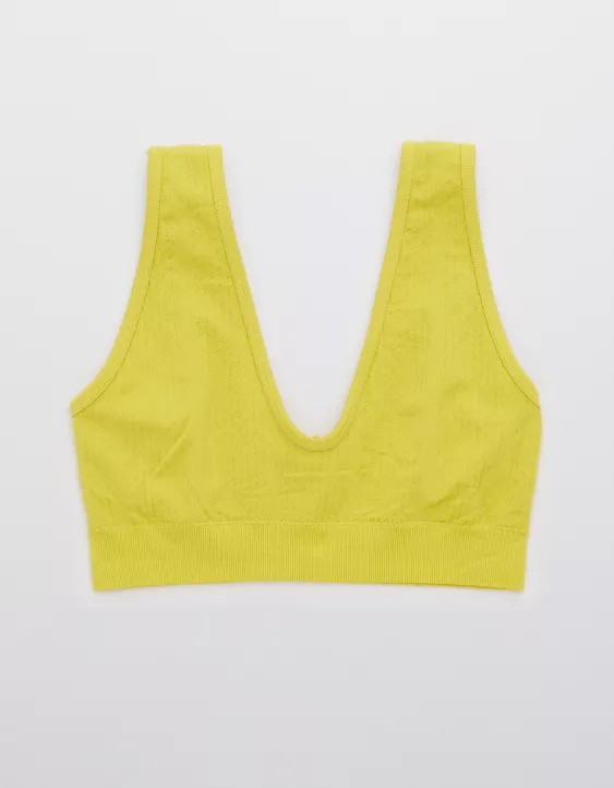 Aerie Seamless Cableknit Padded Plunge Bralette