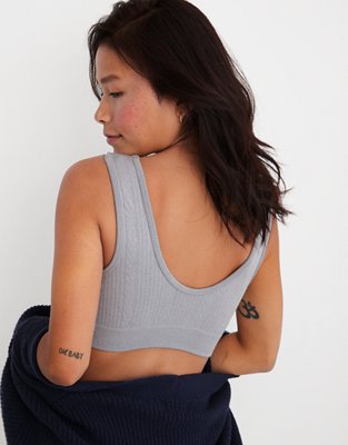 Aerie Seamless Cableknit Padded Plunge Bralette