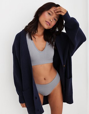 Aerie Seamless Cableknit Padded Plunge Bralette