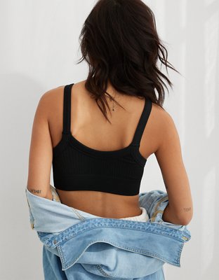 Aerie Ribbed Seamless High Neck Longline Bralette